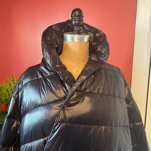 UNIVERSAL STANDARD | blue black kanda asymmetrical puffer coat S NWT $248 - Picture 4 of 16